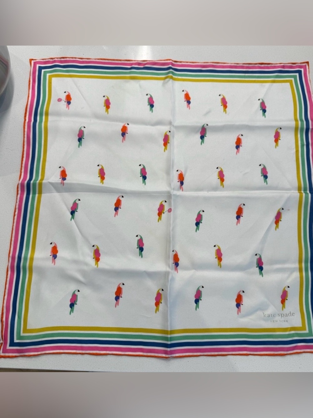 kate spade Flock Party Bandana Scarf with Parrots 100% Silk